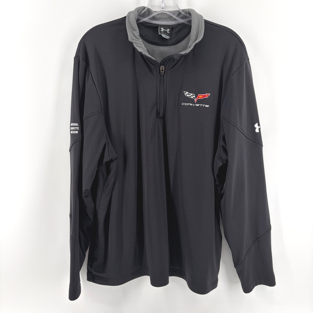 Under Armour Jacket Corvette National Museum Mens L Black 1/4 Zip Pullover Shirt